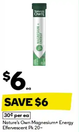 BIG W Nature's own magnesium+ energy effervescent offer