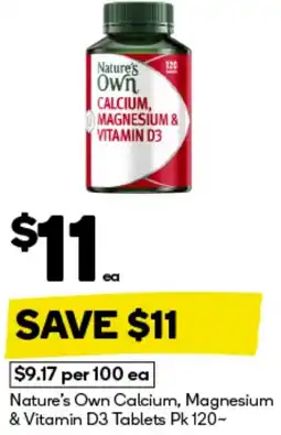 BIG W Nature's own calcium, magnesium & vitamin d3 tablets offer