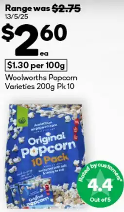 BIG W Woolworths popcorn varieties offer