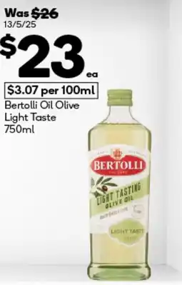 BIG W Bertolli oil olive light taste offer