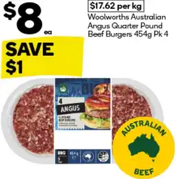 BIG W Woolworths australian angus quarter pound beef burgers offer