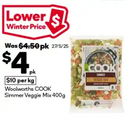 BIG W Woolworths cook simmer veggie mix offer