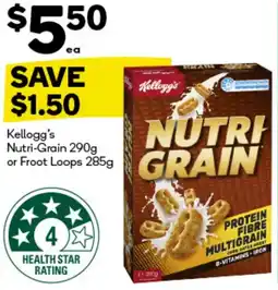 BIG W Nutri-grain 290g or froot loops 285g offer