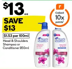BIG W Head & shoulders shampoo or conditioner offer