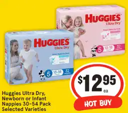 IGA Huggies Ultra Dry, Newborn or Infant Nappies offer