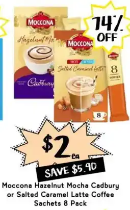 Drakes Moccona Hazelnut Mocha Cadbury or Salted Caramel Latte Coffee Sachets offer