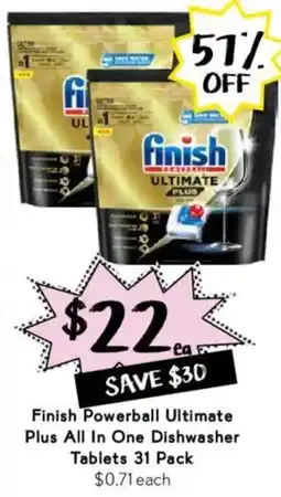 Drakes Finish Powerball Ultimate Plus All In One Dishwasher Tablets offer