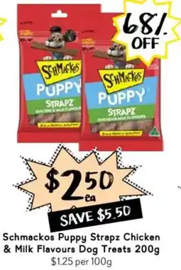 Drakes Schmackos Puppy Strapz Chicken & Milk Flavours Dog Treats offer