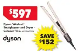 Harvey Norman Dyson 'Airstrait' Straightener and Dryer - Ceramic Pink offer