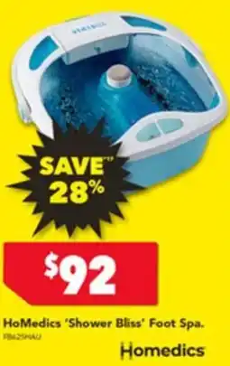 Harvey Norman HoMedics 'Shower Bliss' Foot Spa offer