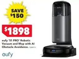 Harvey Norman eufy 'S1 PRO' Robotic Vacuum and Mop with Al Obstacle Avoidance. offer