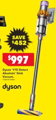 Harvey Norman Dyson 'V15 Detect Absolute' Stick Vacuum. offer
