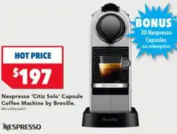 Harvey Norman Nespresso 'Citiz Solo' Capsule Coffee Machine by Breville. offer