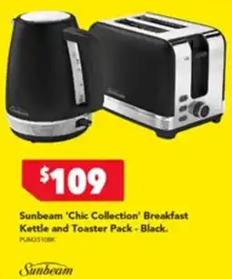 Harvey Norman Sunbeam ‘Chic Collection' Breakfast Kettle and Toaster Pack - Black. offer