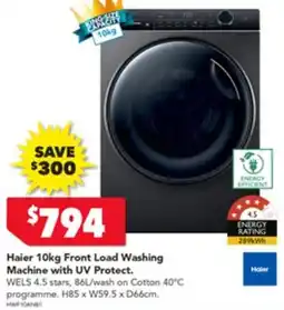 Harvey Norman Haier 10kg Front Load Washing Machine with UV Protect. offer