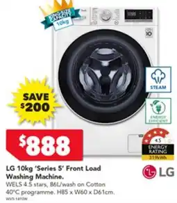 Harvey Norman LG 10kg ‘Series 5′ Front Load Washing Machine. offer