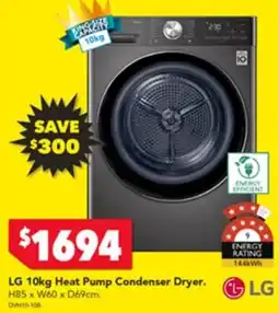 Harvey Norman LG 10kg Heat Pump Condenser Dryer offer