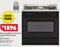 Harvey Norman Euromaid 900mm Dual-Fuel Freestanding Cooker. offer