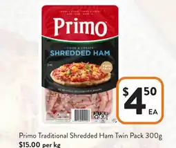 Foodworks Primo Traditional Shredded Ham Twin Pack offer