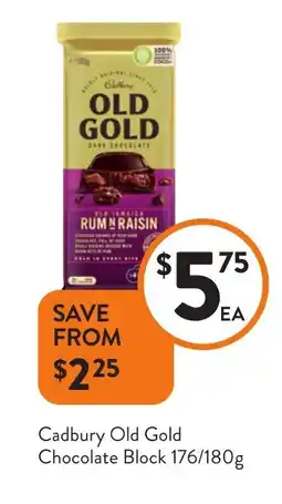 Foodworks Cadbury Old Gold Chocolate Block offer
