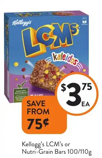 Foodworks Kellogg's LCM's or Nutri-Grain Bars offer