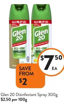 Foodworks Glen 20 Disinfectant Spray offer