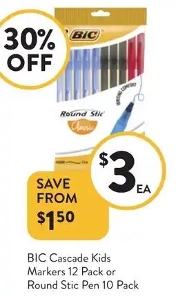 Foodworks BIC Cascade Kids Markers offer