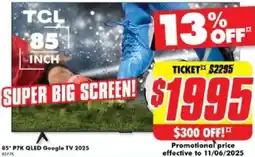 The Good Guys 85" P7K QLED Google TV 2025 offer