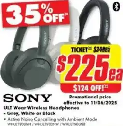 The Good Guys ULT Wear Wireless Headphones - Grey, White or Black offer