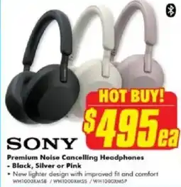 The Good Guys Premium Noise Cancelling Headphones - Black, Silver or Pink offer