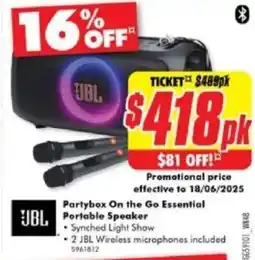 The Good Guys Partybox On the Go Essential Portable Speaker offer