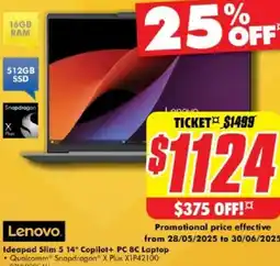 The Good Guys Ideapad Slim 5 14" Copilot+ PC 8C Laptop offer