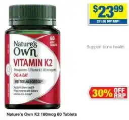 My Chemist Nature's Own K2 180mcg 60 Tablets 60 Tablets offer