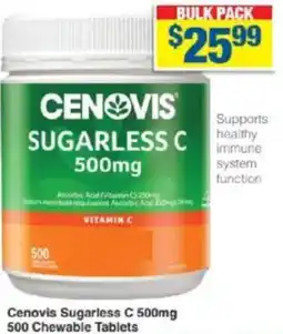 My Chemist Cenovis Sugarless C 500mg 500 Chewable Tablets offer