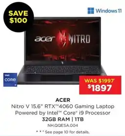 Bing Lee Nitro V 15.6" RTXTM 4060 Gaming Laptop Powered by Intel Core i9 Processor 32GB RAM | 1TB offer