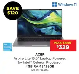 Bing Lee Aspire Lite 15.6" Laptop Powered by Intel Celeron Processor offer