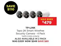 Bing Lee Tapo 2K Smart Wirefree Security Camera - 4 Pack offer