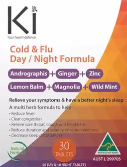 healthylife Ki Health Defence Cold & Flu Day/Night Formula 30 Tablets offer