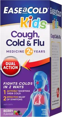healthylife Ease a Cold Kids Cough Cold & Flu Liquid Berry Flavour 180ml offer