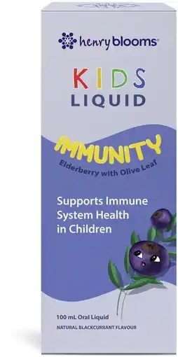 healthylife Henry Blooms Liquid Immunity Elderberry with Olive Leaf 100ml offer