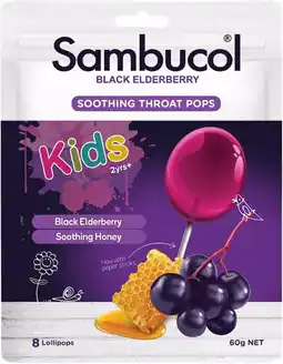 healthylife Sambucol Kids Soothing Throat Pops 8 Pack offer