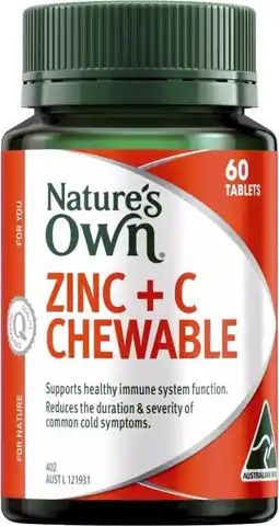 healthylife Nature's Own Zinc + C Chewable 60 Tablets offer