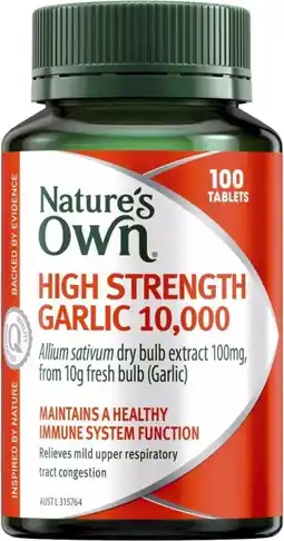 healthylife Nature's Own High Strength Garlic 10000mg 100 Tablets offer