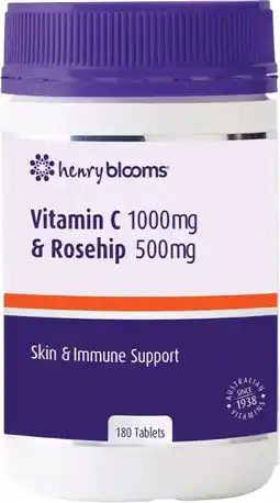 healthylife Henry Blooms Vitamin C 1000mg & Rosehip 500mg 180 Tablets offer