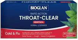 healthylife Bioglan Throat-Clear Menthol Flavour 20 Lozenges offer