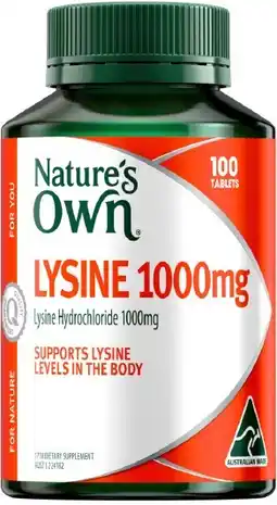 healthylife Nature's Own Natures Own Lysine 1000mg 100 Tablets offer