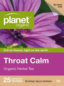 healthylife Planet Organic Throat Calm Tea Bags 25 Pack offer