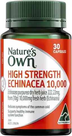 healthylife Nature's Own High Strength Echinacea 10000mg 30 Capsules offer