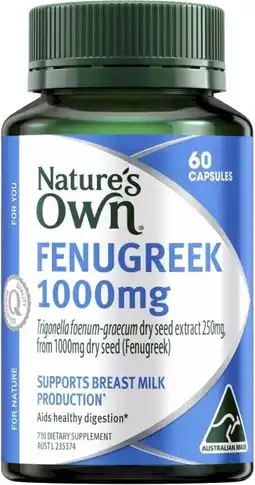 healthylife Nature's Own Fenugreek 1000mg 60 Capsules offer