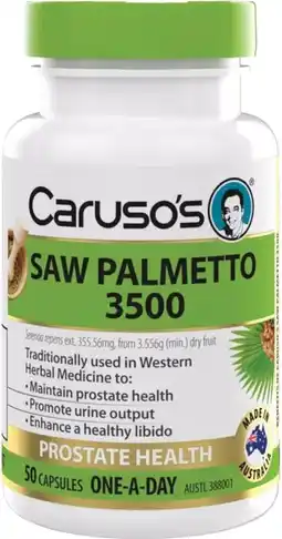 healthylife Caruso’s Natural Health Saw Palmetto Prostate Health 50 Capsules offer